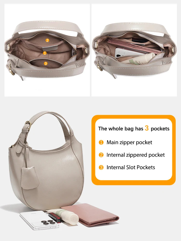Zency Genuine Leather Shoulder Bags Stylish Crossbody Bags for Women Cowhide 2026