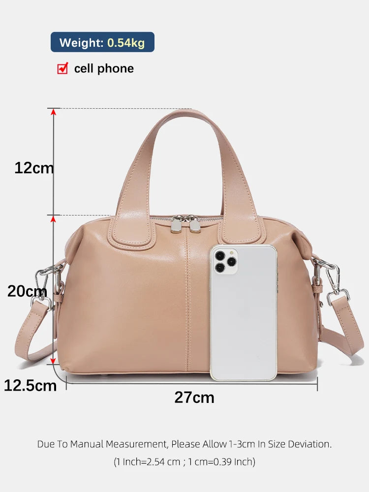 Zency Genuine Leather Top-handle Bag For Women Stylish Boston Bag