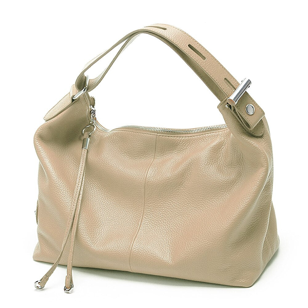 Zency 100% Genuine Leather Tote Bag Top Handles Bag Large Women Lady Shoulder Bags Satchel Purse Tassel Wide Strap Handbag