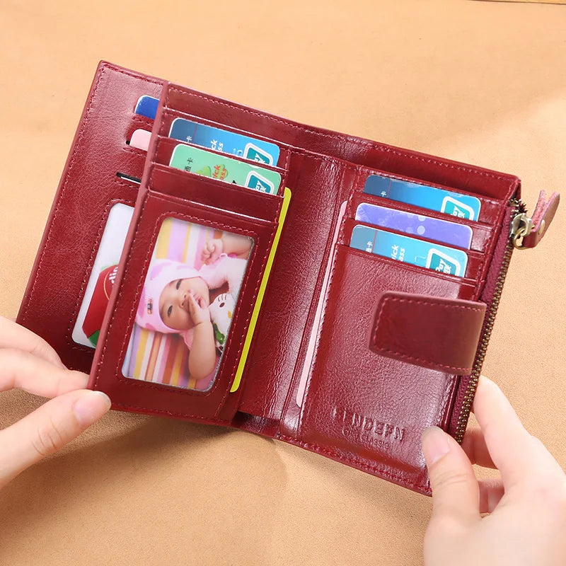 Zency 100% Genuine Leather Women Wallets Simple Style