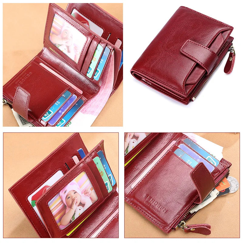 Zency 100% Genuine Leather Women Wallets Simple Style