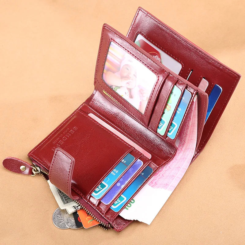 Zency 100% Genuine Leather Women Wallets Simple Style