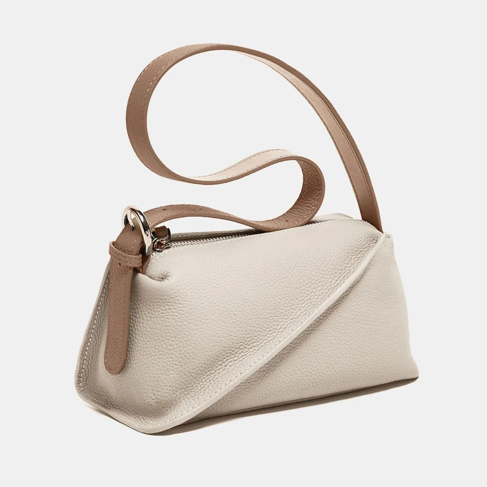 100% Real Leather Small Panelled Crossbody Designer Pillow Bag