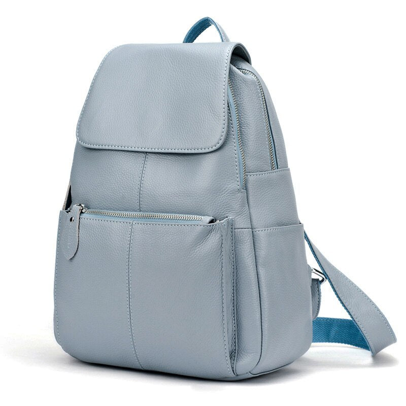 Zency Genuine Leather Women Backpack A++ Quality Anti-theft Large Capacity Knapsack Travel Bag Lady Stylish School Rucksack