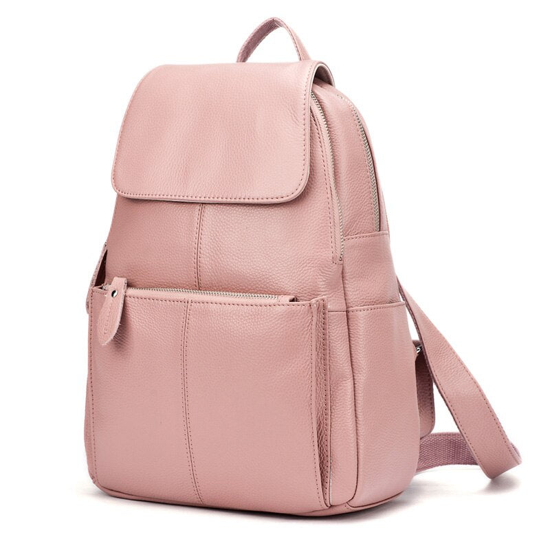 Zency Genuine Leather Women Backpack A++ Quality Anti-theft Large Capacity Knapsack Travel Bag Lady Stylish School Rucksack