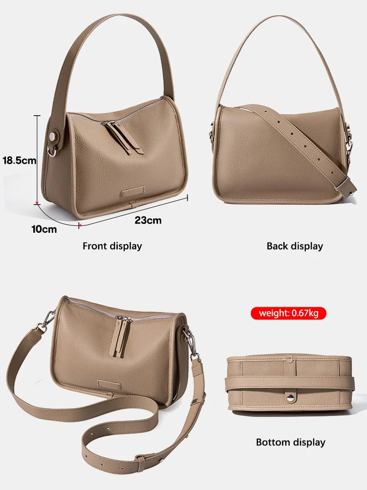 Zency Casual Designer Women Shoulder Bag Top Layer Cow Leather Underarm Handbag