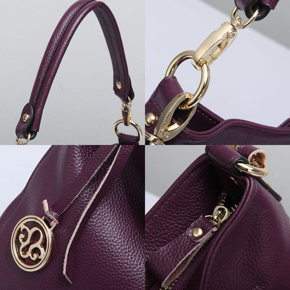 Zency Charm Purple Women Shoulder Bag 100% Genuine Leather Hobos Lady Crossbody Purse
