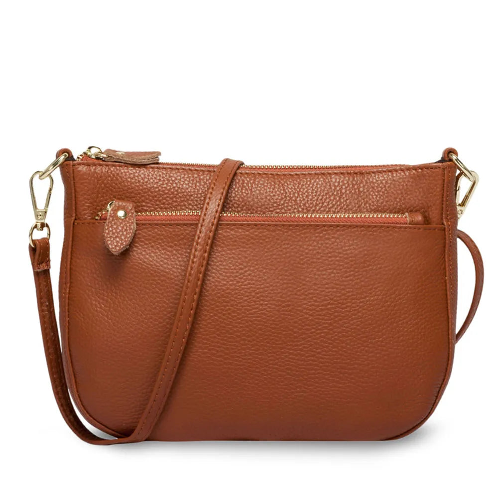 Zency Women Crossbody Bag 100% Genuine Leather Brown Handbag Small Flap Bags