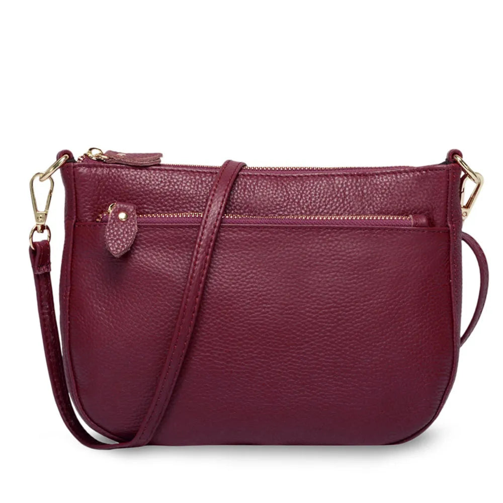 Zency Women Crossbody Bag 100% Genuine Leather Brown Handbag Small Flap Bags