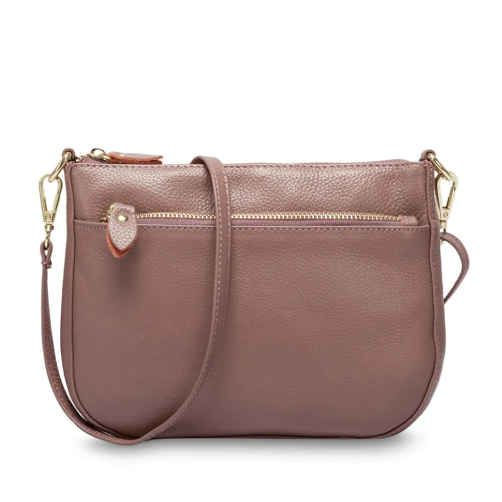 Zency Women Crossbody Bag 100% Genuine Leather Brown Handbag Small Flap Bags