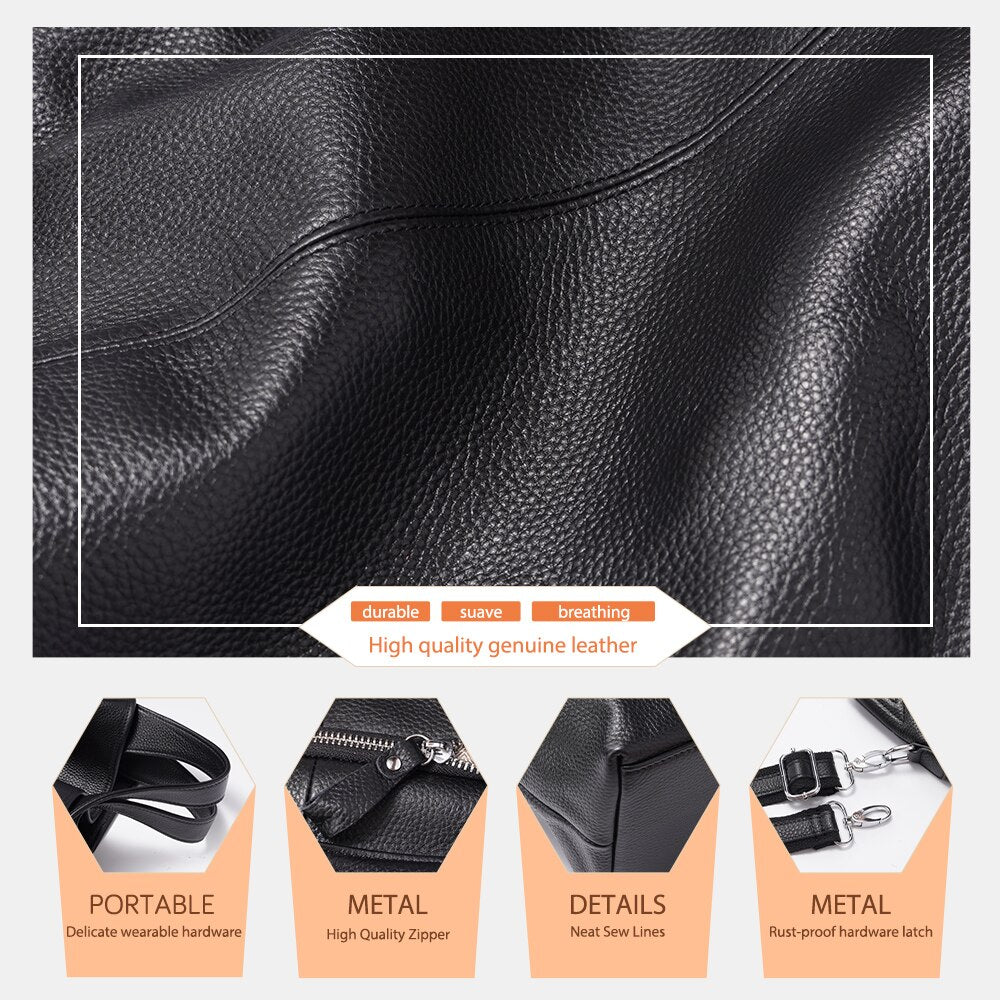 100% Genuine Leather Ladies Tote Bag Classic Satchel Purse Large Shoulder Bag