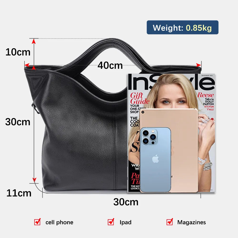 100% Genuine Leather Ladies Tote Bag Classic Satchel Purse Large Shoulder Bag