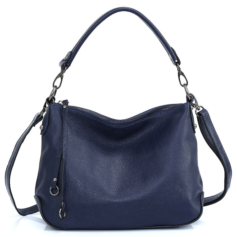 Zency Genuine Leather Handbag For Women Simple Classic Casual Female Hobo Bags Vintage Shoulder Tote Crossbody Bag