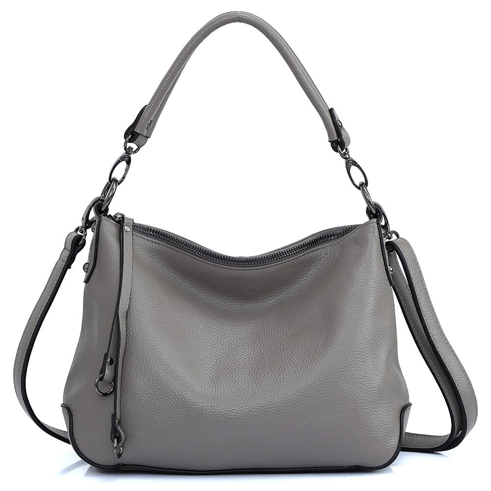 Zency Genuine Leather Handbag For Women Simple Classic Casual Female Hobo Bags Vintage Shoulder Tote Crossbody Bag