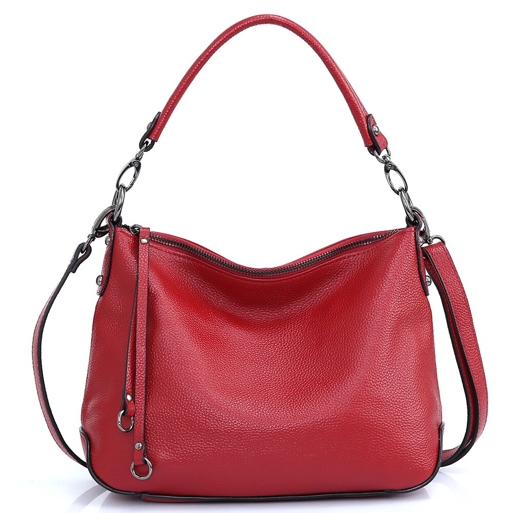 Zency Genuine Leather Handbag For Women Simple Classic Casual Female Hobo Bags Vintage Shoulder Tote Crossbody Bag