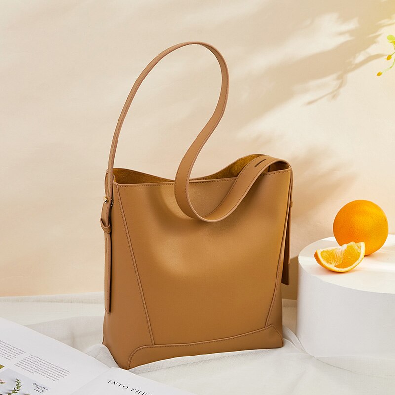 Zency Soft Leather Large Shopper Shoulder Bucket Bag