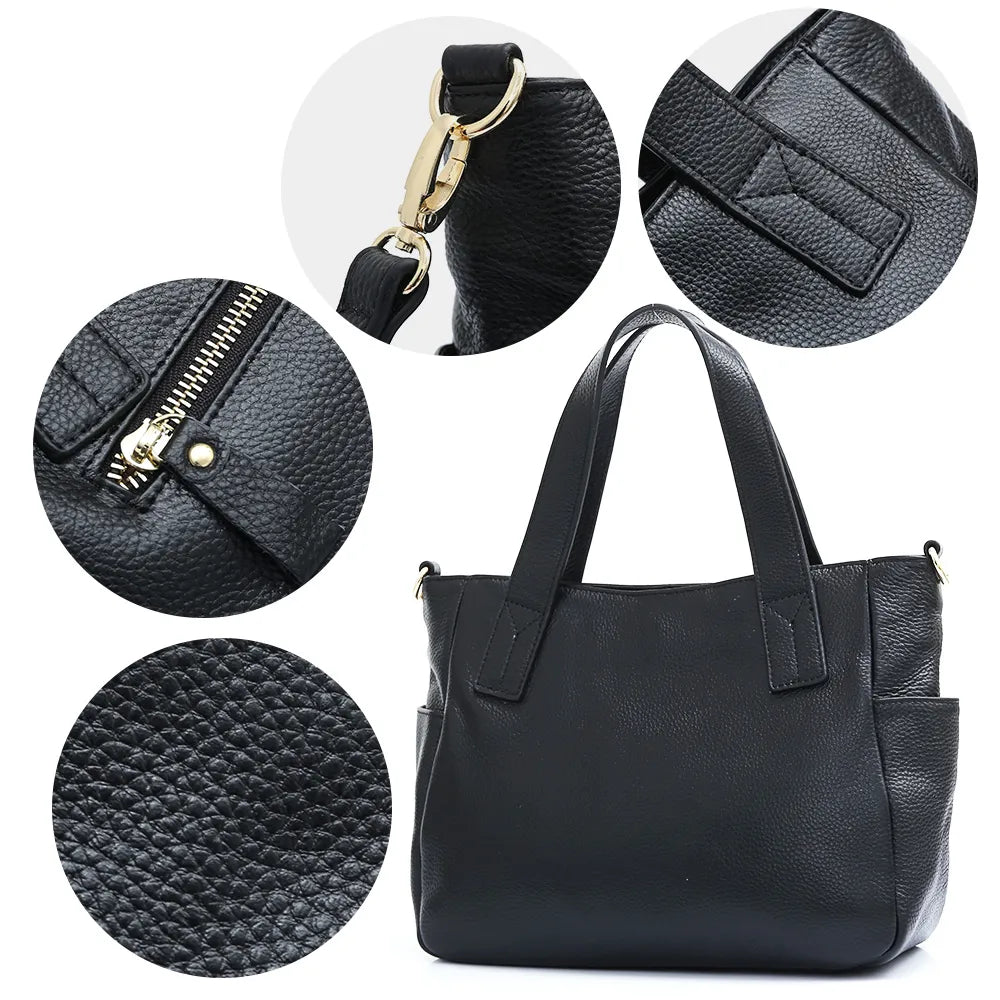 Genuine Leather Tote Handbag For Women Simple Commute Classic Crossbody
