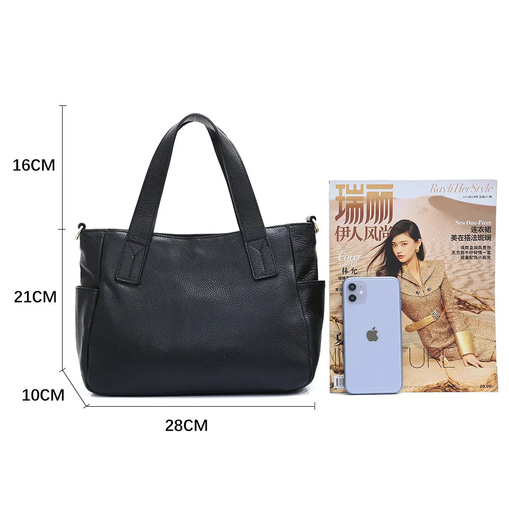 Genuine Leather Tote Handbag For Women Simple Commute Classic Crossbody