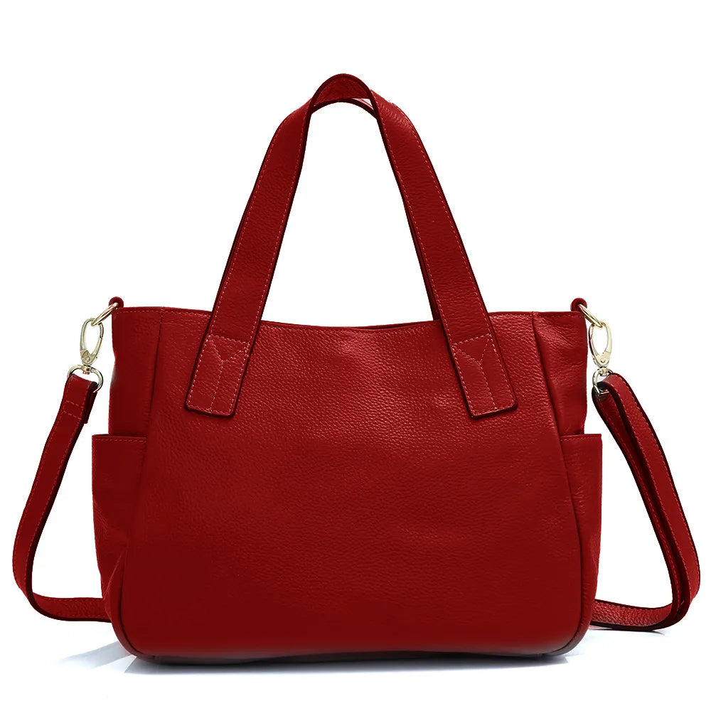 Genuine Leather Tote Handbag For Women Simple Commute Classic Crossbody