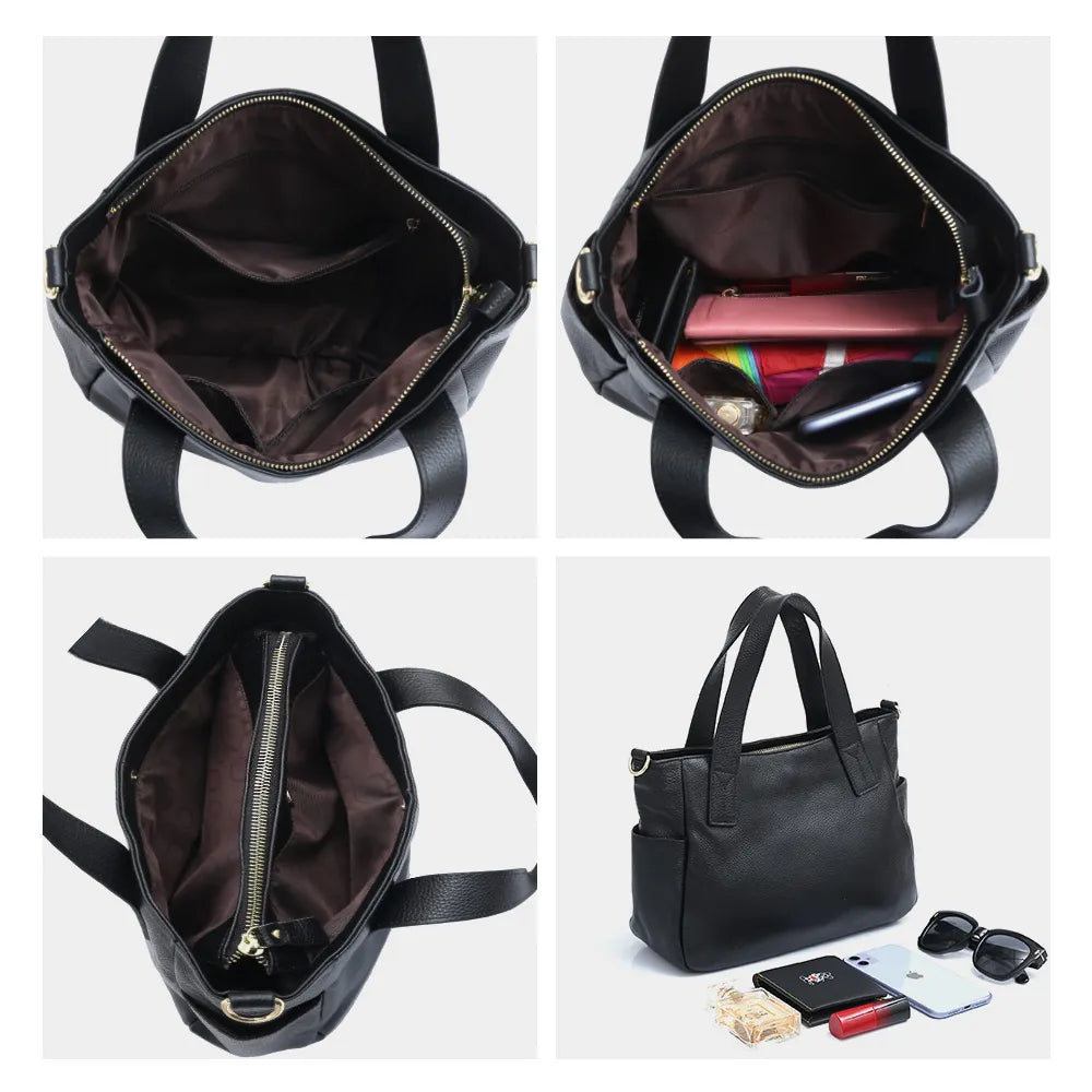 Genuine Leather Tote Handbag For Women Simple Commute Classic Crossbody