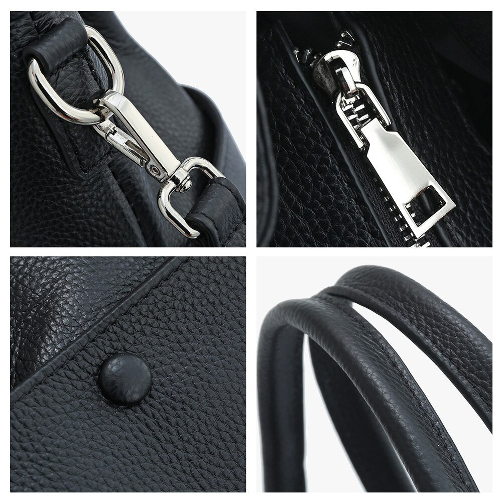 Zency Genuine Leather New Winter Bucket Shoulder Bag Large Capacity Shopper Women Luxury Casual Handbag Female Crossbody Vintage