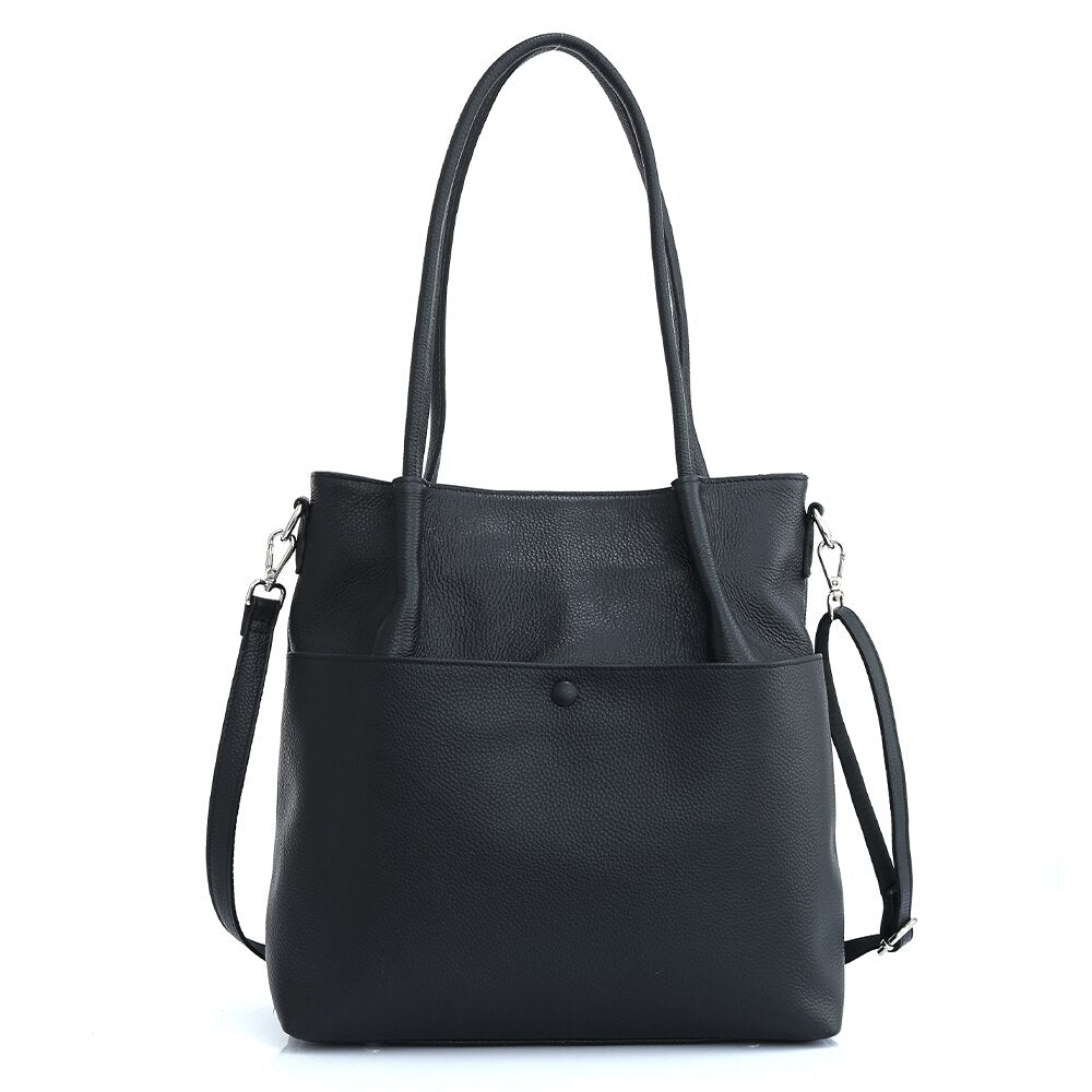 Zency Genuine Leather New Winter Bucket Shoulder Bag Large Capacity Shopper Women Luxury Casual Handbag Female Crossbody Vintage