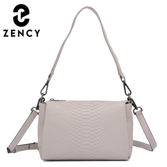 Zency Genuine Leather Summer Women's Shoulder Bag Casual Simple Crossbody Handbag Lady Alligator Small Vintage Top-handle Bags