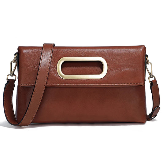 Zency Genuine Leather Vintage Designer Handbag For Women Large Capacity Shoulder Bag