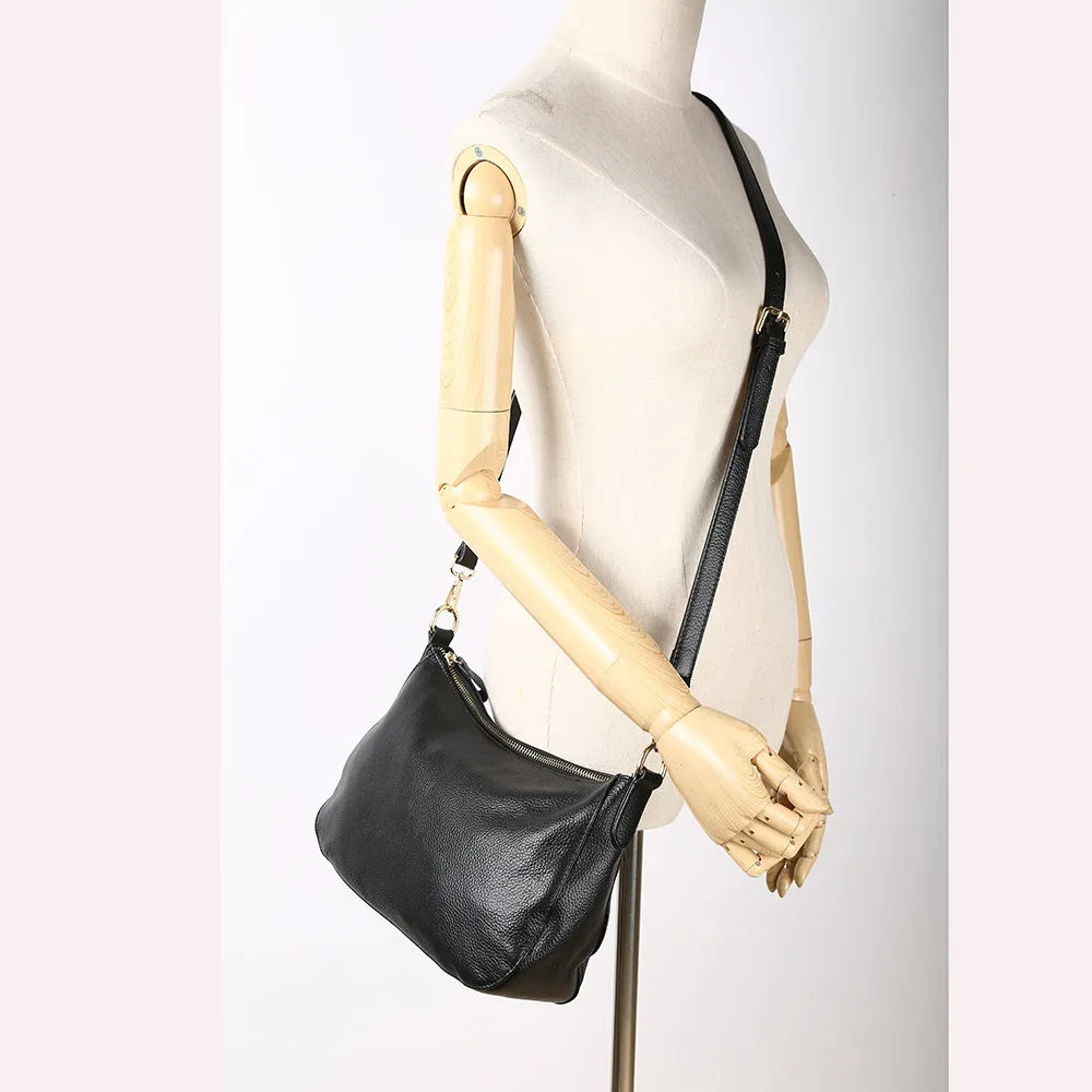 Zency Genuine Leather Women Half Moon Shoulder Bag