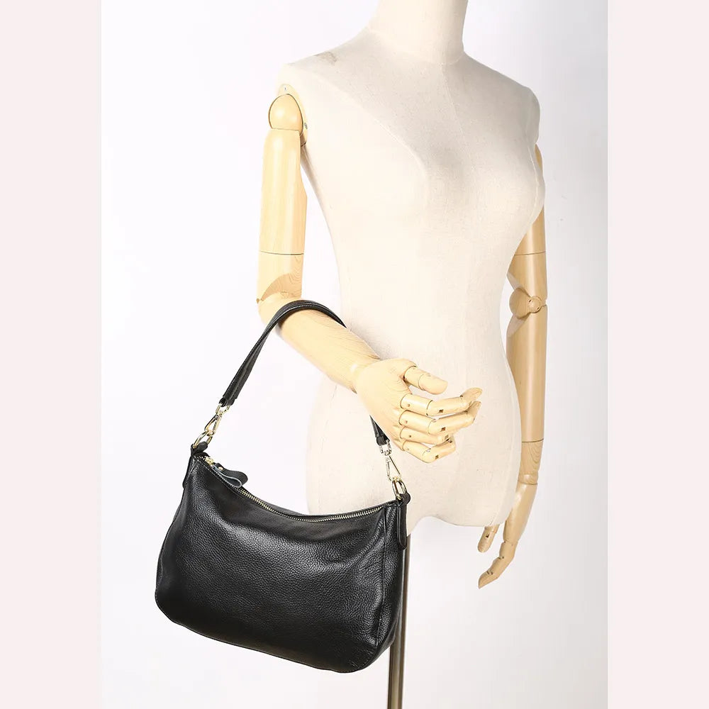 Zency Genuine Leather Women Half Moon Shoulder Bag