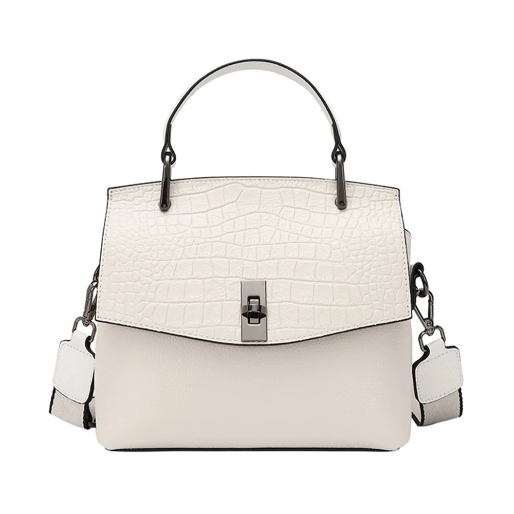 Zency Genuine Leather Women's Handbag Stone Vintage Tote Bag Luxury Brand