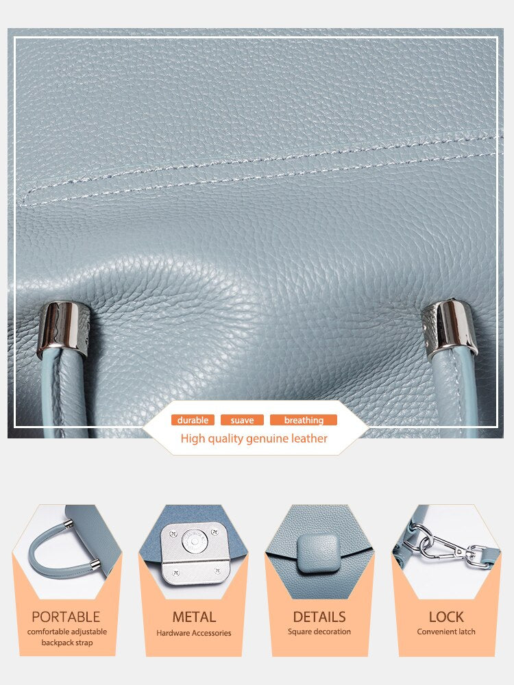 Zency Ladies Handbags Simple Leather Women Tote High Quality Designer Square Bag Crossbody Top-handle For Shopper Commuter