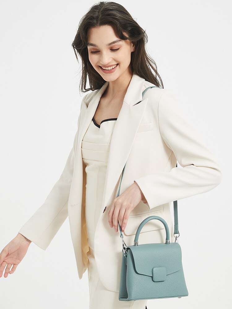 Zency Ladies Handbags Simple Leather Women Tote High Quality Designer Square Bag Crossbody Top-handle For Shopper Commuter