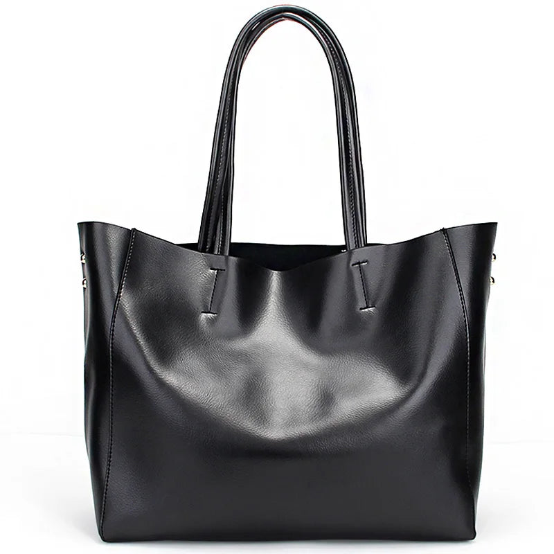Zency Luxury Gold Women Shoulder Bag Two Layer Leather Large Capacity Handbag
