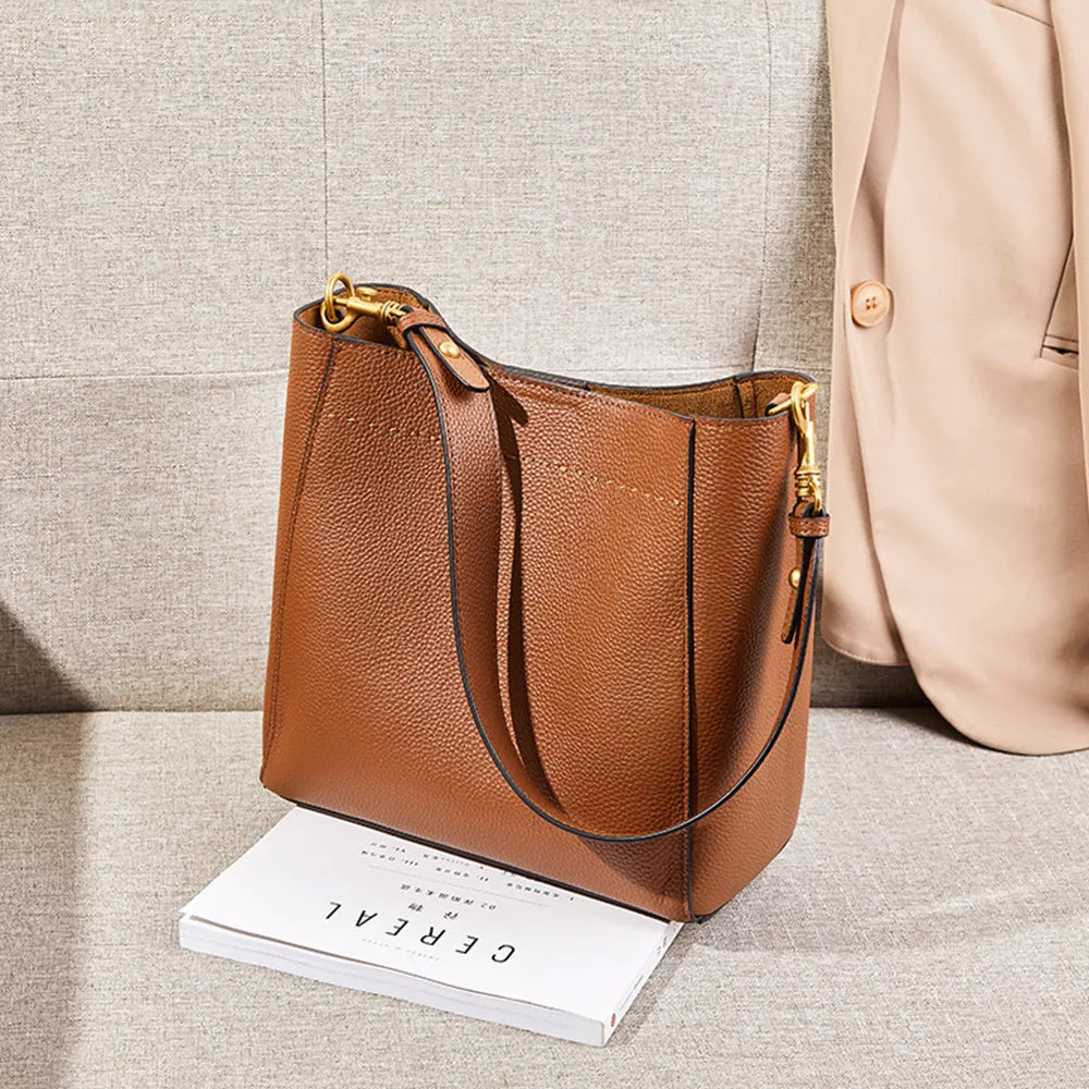 Genuine Leather Casual Shopper Shoulder Bag Commuter Large Handbags