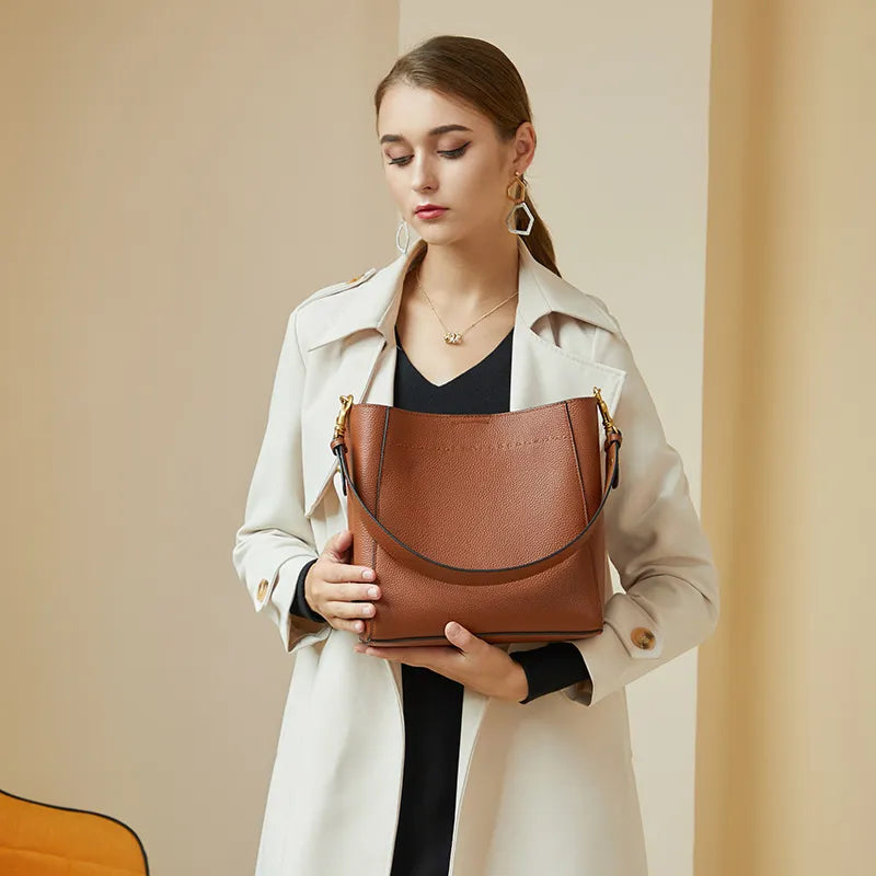 Genuine Leather Casual Shopper Shoulder Bag Commuter Large Handbags