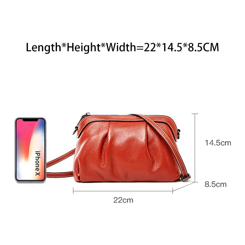 Women Messenger 100% Leather Small Hobos Bags Daily Casual Shoulder Bag