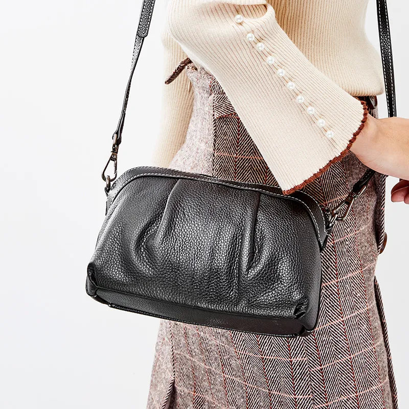Women Messenger 100% Leather Small Hobos Bags Daily Casual Shoulder Bag