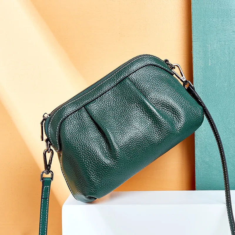 Women Messenger 100% Leather Small Hobos Bags Daily Casual Shoulder Bag