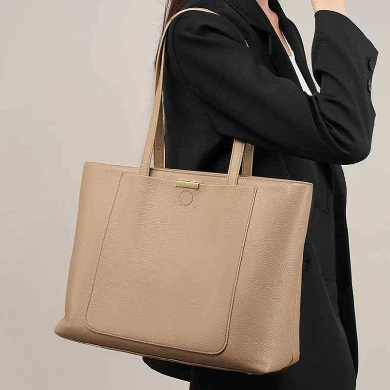 Zency Soft Leather Large Capacity Lady Shopping Bag For Notebook Phone iPad