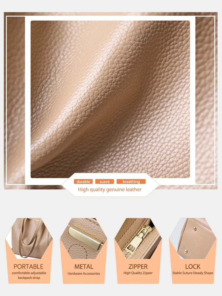 Zency Soft Leather Large Capacity Lady Shopping Bag For Notebook Phone iPad