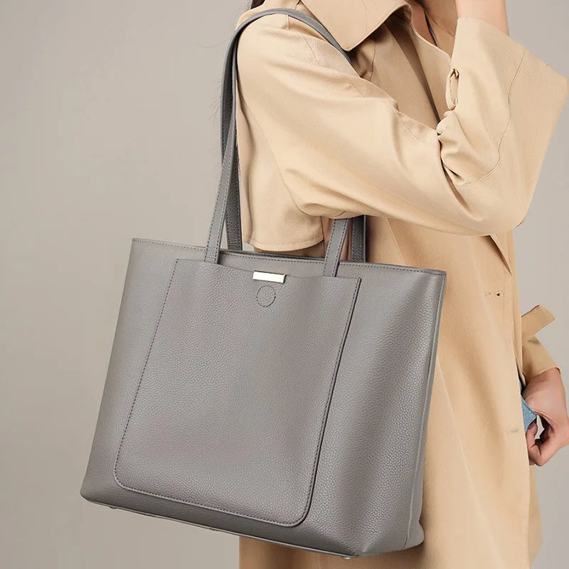 Zency Soft Leather Large Capacity Lady Shopping Bag For Notebook Phone iPad