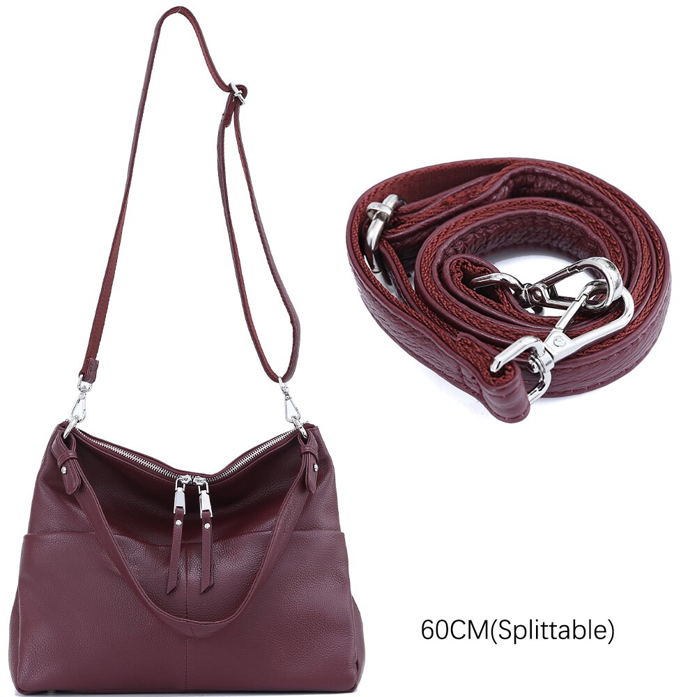 Zency Soft First Layer Cowhide Leather Handbag Large Capacity Classic Shoulder Bags Multi-function Bag
