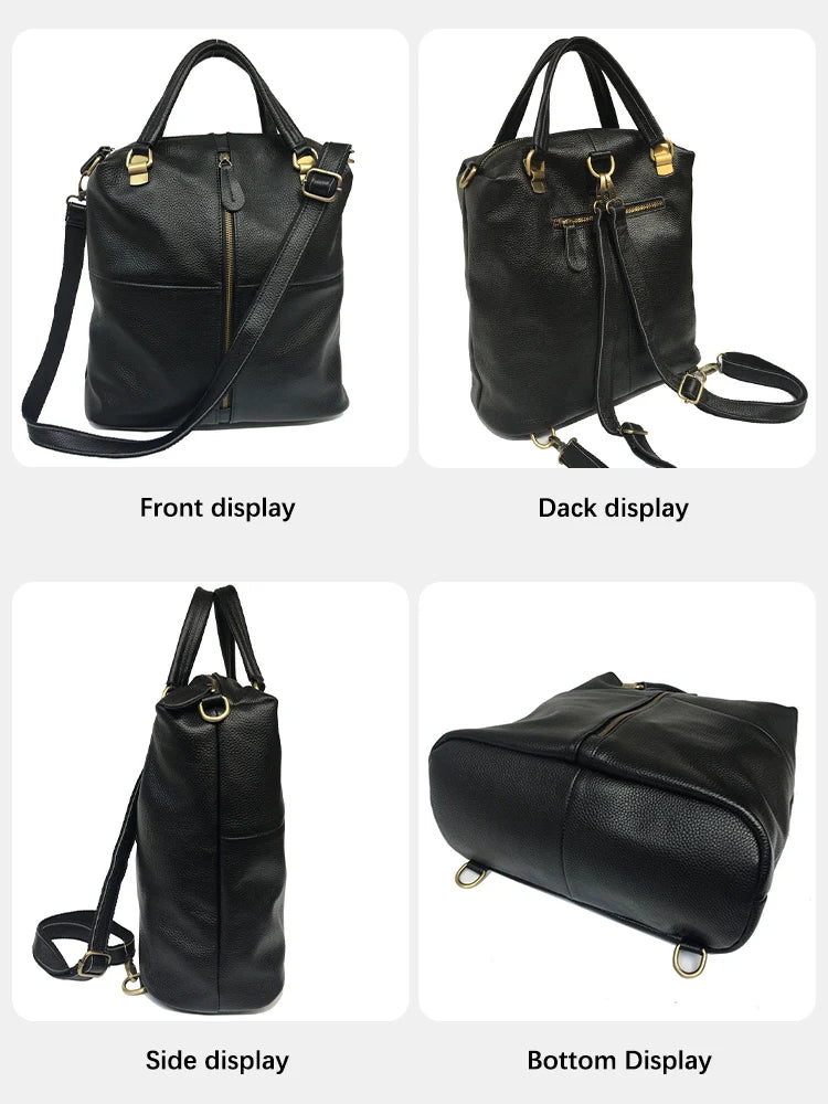 Zency Vintage Women's Genuine Leather Outdoor Backpacks Anti-Theft Large School Bag