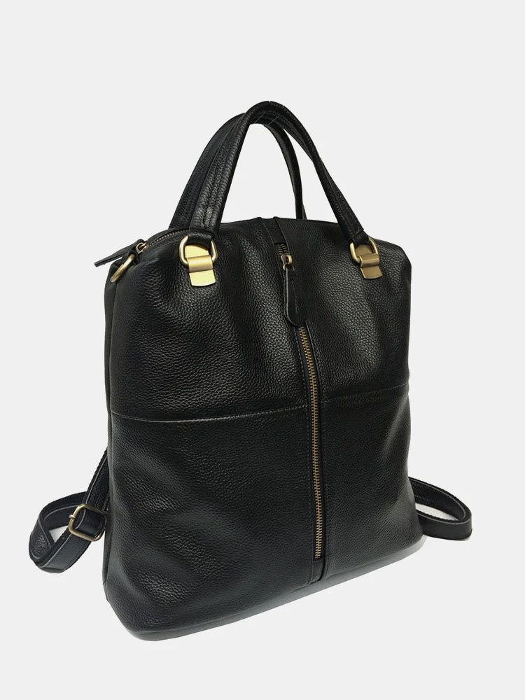 Zency Anti-Theft Vintage Women's Genuine Leather Backpacks Large Designer Travel Bag