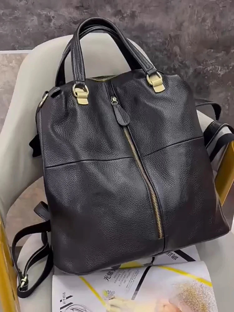 Zency Anti-Theft Vintage Women's Genuine Leather Backpacks Large Designer Travel Bag