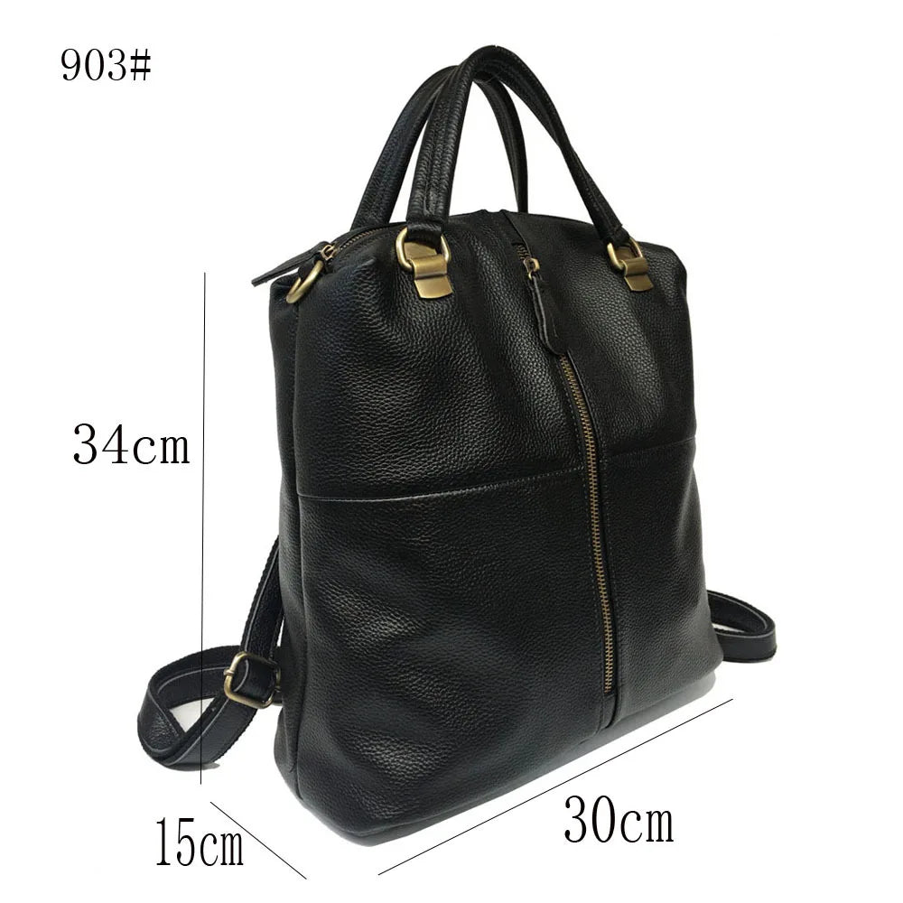 Zency Anti-Theft Vintage Women's Genuine Leather Backpacks Large Designer Travel Bag
