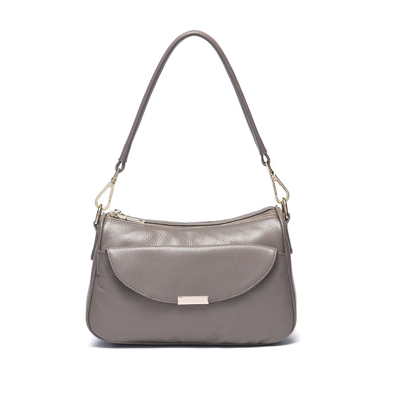 Zency Women Shoulder Bag 100% Genuine Leather White Small Bag Lady Messenger Crossbody Purse Simple Black Handbag