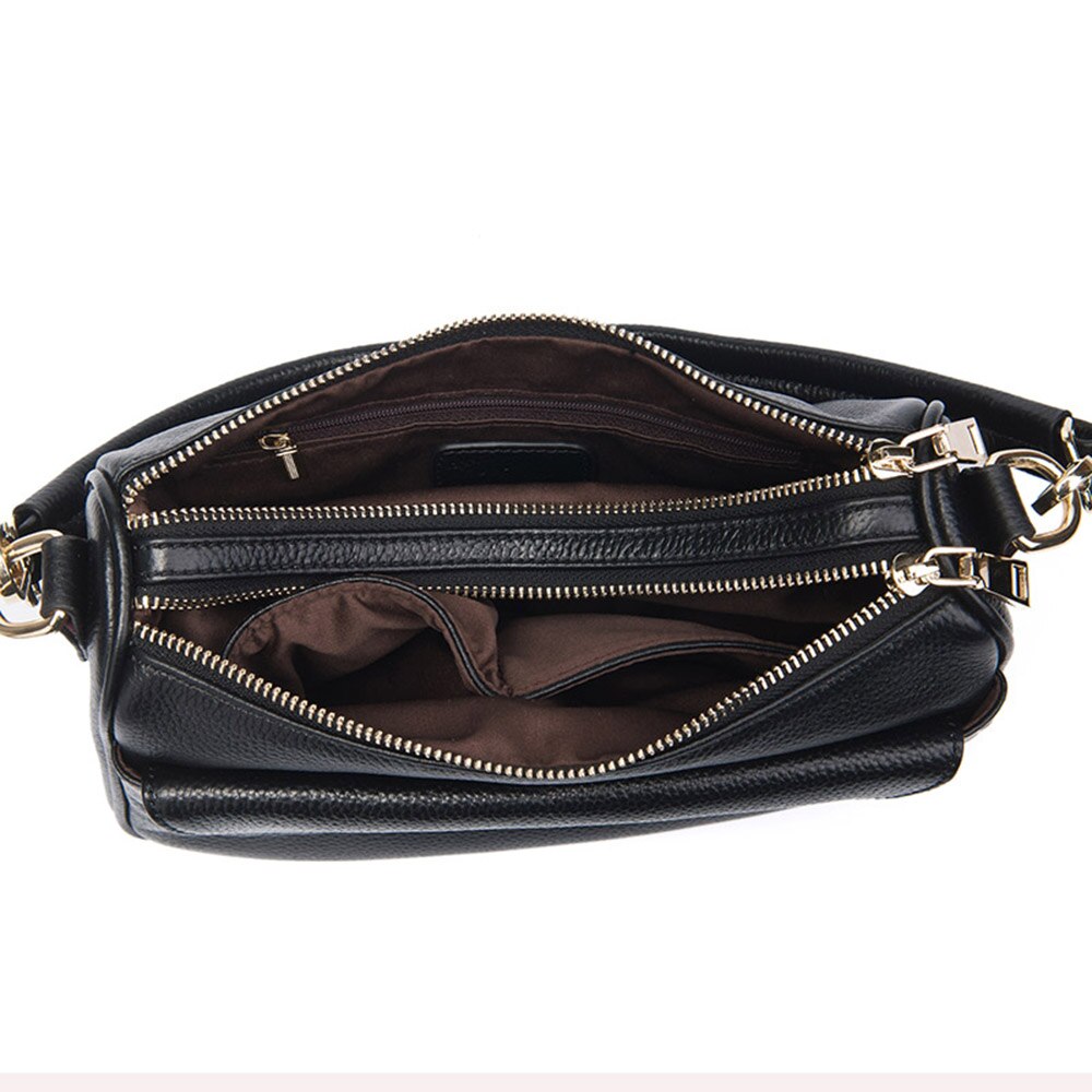 Zency Women Shoulder Bag 100% Genuine Leather White Small Bag Lady Messenger Crossbody Purse Simple Black Handbag