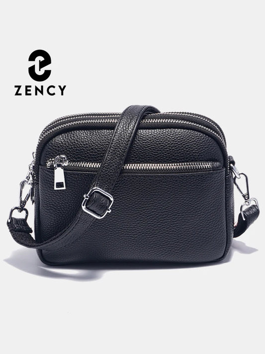 Zency Women's Small Zip Crossbody Bag Genuine Leather Messenger Bag